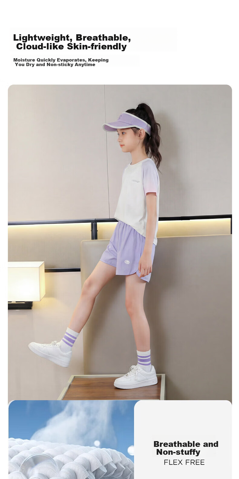 Moonkids Girls Sports Set Kids 2026 New Quick-Dry Ice Silk Shorts Badminton Training Clothes for Girls 9